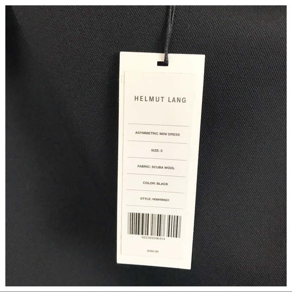 NWT Helmut Lang Black Asymmetrical Mini Dress Size 0 - Picture 11 of 12